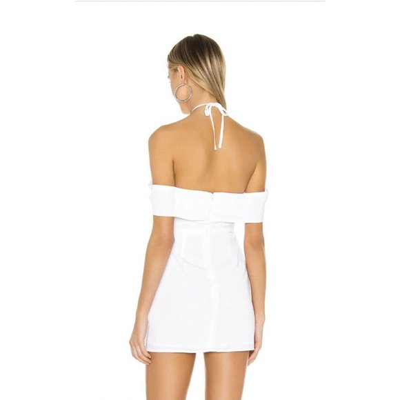 superdown Eliza Off Shoulder Dress White Neck Tie - Picture 3 of 6